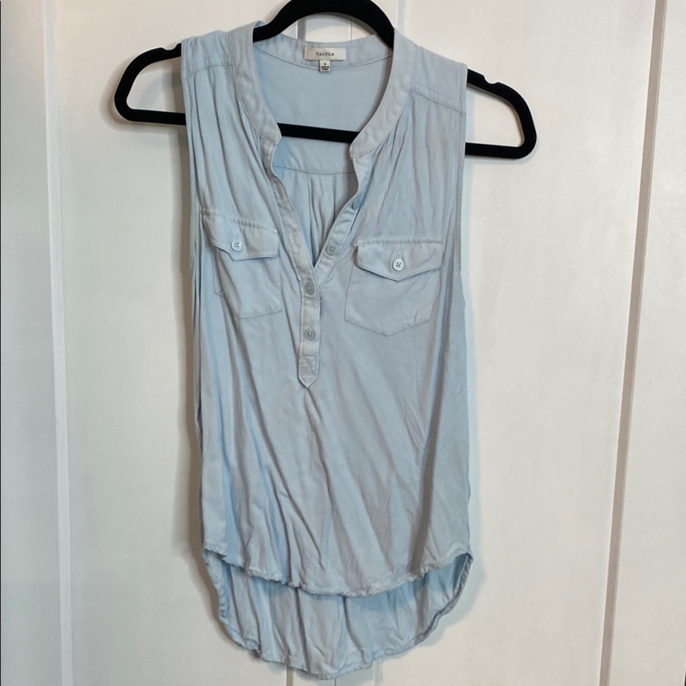 Talula | Light Blue Sleeveless Collared Button down Women's Top - Small